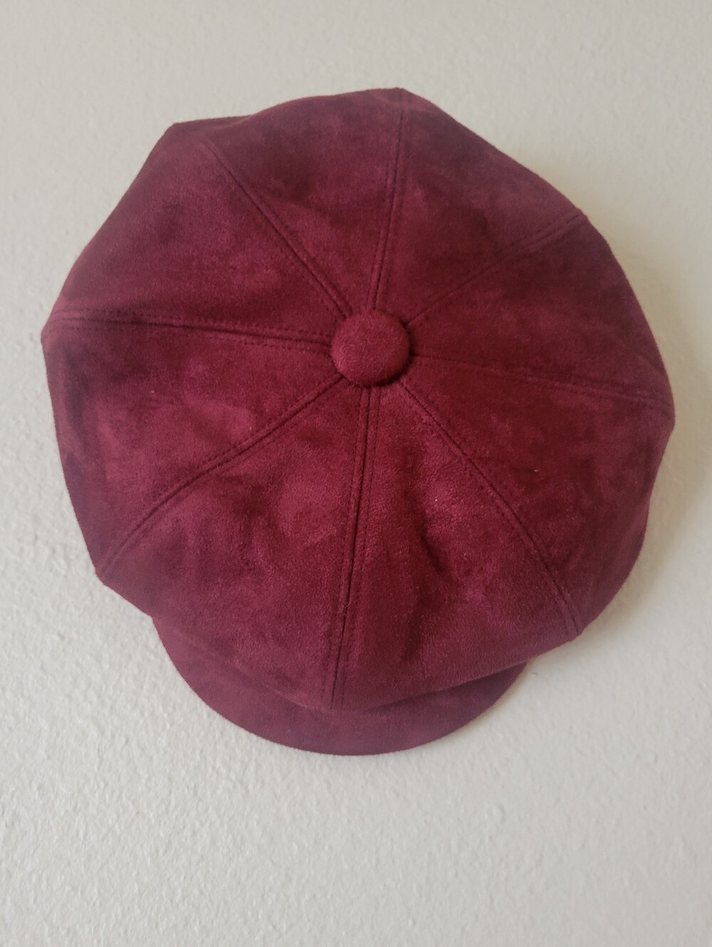 Women's Burgundy Suede Newsboy Cap